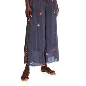 Johnny Was Plus Size Dale Embroidered Full-Leg Ankle Pants - Size 1X - Preowned